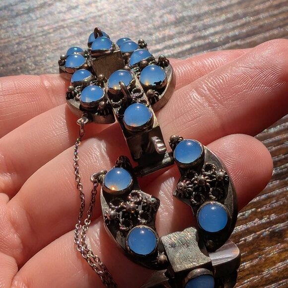 Vintage 800 Silver Bracelet with Safety Chain 1940s - Picture 6 of 6